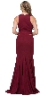 High Neck Color Block Mesh Insert Long Formal Evening Dress — back