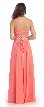 Strapless Beaded Waist Empire Cut Long Formal Dress  — back in Coral