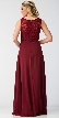 Mock Two Piece Lace Bodice Floor Length Prom Dress — back