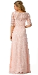 Round Neck Half Sleeves Floral Mesh Long Bridesmaid Dress — back