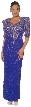 Half Sleeved Full Length Beaded Gown — in Royal/Silver