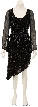 Round Neck Full Sleeves 2-Piece Beaded Cocktail Dress  — in Black