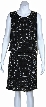 Round Neck Sleeveless Sequined Blouse and Straight Skirt — in Black/Silver