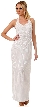Halter V-Neck Leafy Bodice Beaded Long Formal Dress