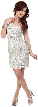Metallic Tones One Shoulder Sequins Short Prom Dress — in Ivory/Silver