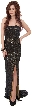 Strapless Beaded Formal Prom Dress with Train & Front Slit