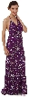 Halter Neck Sequined Long Formal Prom Dress with Train — in Purple
