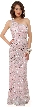 One Shoulder Bare Back Sequined Long Formal Prom Dress — in Pink/Silver
