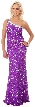 One Shoulder Bare Back Sequined Long Formal Prom Dress
