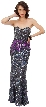 Strapless Exquisitely Sequined Long Formal Prom Dress  — in Charcoal/Purple