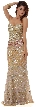 Strapless Exquisitely Sequined Long Formal Prom Dress  — in Gold