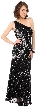 Long Sequined Formal Prom Dress with Rhinestones Waist — in Black/Silver