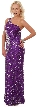 Long Sequined Formal Prom Dress with Rhinestones Waist
