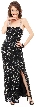 Strapless Sequins & Rhinestones Long Formal Dress with Slit