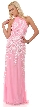 Halter Neck Keyhole Back Sequined Long Formal Prom Dress