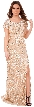 Short Sleeves Cutout Back Long Sequined Formal Prom Dress