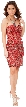 Strapless Leaves Pattern Short Beaded Homecoming Party Dress — in Red/Brown
