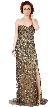 Strapless Floral Beads & Sequins Long Formal Prom Dress