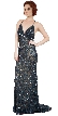 Spaghetti Straps V-Neck Sequins Long Formal Prom Dress