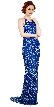 Round Halter Neck Cross Straps Long Sequins Prom Dress