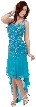 Artistic Mesh Back Beaded Party Dress with Asymmetric skirt