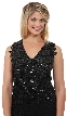 V-Neck Pearls & Sequins Mesh Collar Scarf — in Black/Black