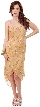 Knee Length Beaded Cocktail Party Dress with Asymmetric Hem