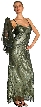 Artistic Sequined Pattern Formal Dress with Jacket — in Olive