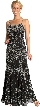 Miniature Flowers Beaded Spaghetti Straps Formal Dress — in Black