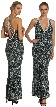 V-Top Fully Beaded Formal Dress — in Black/White color