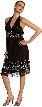 Halter Neck Silk Beaded Cocktail Dress — in Black