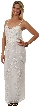 Floral Spaghetti Beaded Evening Dress with Jacket — Ivory/Silver without Jacket