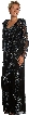 Floral Spaghetti Beaded Evening Dress with Jacket — Black/Silver with Jacket