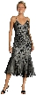 Medium Length Flared Beaded Formal Cocktail Dress