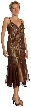 Medium Length Flared Beaded Formal Cocktail Dress — in Brown color