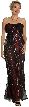Shirred Bodice Beaded Long Formal Prom Dress — in Black/Burgundy color