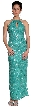 Halter Neck Sequined Cocktail Dress — in Emerald Green