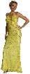 Crossed Bare Back Multi Beaded Formal Gown — in Yellow Gold