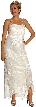 Mettalic Leafy Formal Mother of the Bride Dress with Jacket — in Ivory color without Jacket