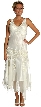 V-Neck Beaded Silk Mother of the bride Dress with Jacket — in Ivory color