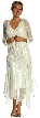 V-Neck Beaded Silk Mother of the bride Dress with Jacket — with Jacket in Ivory color