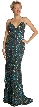 Criss-Crossed Sparkling Beaded Formal Prom Dress — in Brown/Teal
