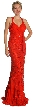 Wrap Style Shirred Bodice Formal Dress with Flared Bottom