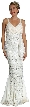 Wrap Style Shirred Bodice Formal Dress with Flared Bottom — in Ivory color