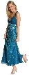 Deep V-Neck Crossed Back Sequined Long Formal Prom Dress — in alternative view