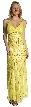 Deep V-Neck Crossed Back Sequined Long Formal Prom Dress — in Lemon