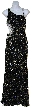 Single Shoulder Beaded Prom Dress — in Black/Silver