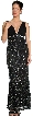 Studded Empress Formal Prom Dress with Shirred Bust — in Black/Silver