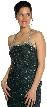 Bejeweled Shimmer Prom Dress with Elegant Back Design — in Hunter Green close up