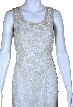 Floral Lace Long Formal Gown with Pearl Beading — in closeup